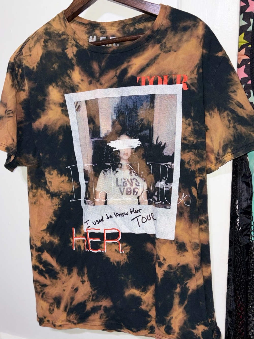 Unknown Brand Black & Brown Tie-Dye 'Tour' Graphic Tee